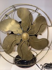 Antique Working Emerson 14666 “Parker” Brass Blade, 6 Blades & Cage Desk Fan picture