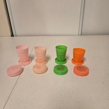 Vintage Collapsible Travel Cups Set of 4 Hearst Castle Zodiac Payette Valley picture