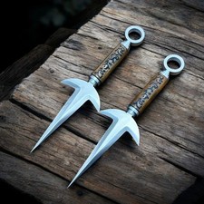 2 Pcs Handmade Minato Kunai Replica Knives Engraved Wood Handle | Anime Knife | picture