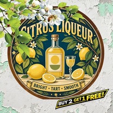 Italian Limoncello Citrus Round Metal Tin Sign Kitchen Wall Decor 8x8 picture