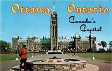 Parliament Buildings, Ottawa, Ontario, Canada, Gothic-style, 1860s, Postcard picture