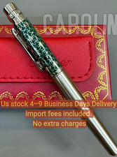 CARTIER Santos Emerald Green Geometric Pattern Rollerball Silver Tone Luxury picture