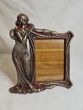 Antique Art Nouveau Style Figural Cast Metal Picture Frame 4x6 Ornate Easel Back picture