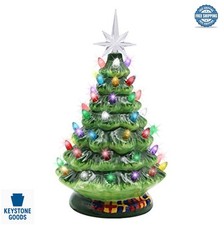 Ceramic Christmas Tree 10 Inch Tabletop 54 Multicolored Lights 7 Point Star picture