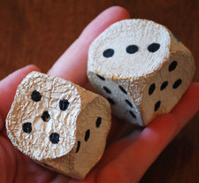 Antique Pair 2 HANDMADE LEATHER GAMING DICE 1800s Hand Painted 1.5