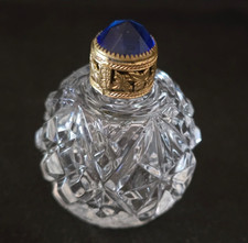 Antique Vintage Perfume Bottle Irice MINI Czech Blue Jeweled Filigree 1930's WOW picture