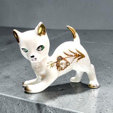 Vintage 1950s Nippon Cat Figurine Jewels Pearl & Rhinestone Accents Yoko BoekI picture