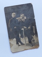1914 Odessa Jewish Father Son Photo Barats Ermans Theater Society Stamp Judaica picture