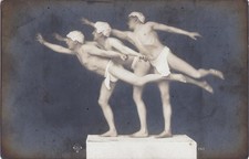 Vintage DLG RPPC -  Three dancers/acrobats in white very briefs - Gay interest picture