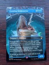 1x FOIL BORDERLESS CRESTING MOSASAURUS - Jurassic Park - MTG Magic the Gathering picture