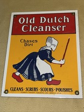 Vintage Ande Rooney Old Dutch Cleanser Porcelain Enamel Metal Advertising Sign picture