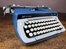 Excellent Serviced 1975 Smith-Corona Galaxie 12 Blue Vintage Portable Typewriter picture