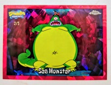  2025 TOPPS CHROME SAPPHIRE SEA MONSTER SPONGEBOB SQUAREPANTS RED SAPPHIRE 2/5 picture