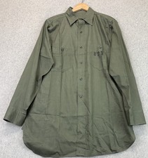 Vintage 1940s Mens U.S. Navy Type N-3 Utility Shirt Olive Green Long Sleeve picture
