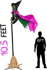 Halloween Decorations Outdoor – 10.5FT Animated Hovering Witch Animatronics with picture