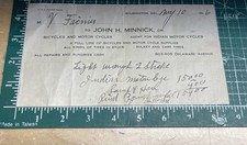 1916 The Indian Motorcycle And Bicycle dealer Receipt Wilmington Delaware picture