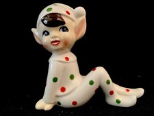 BLUE EYED POLKA DOT PIXIE ELF  Christmas Ceramic NAPCO NORCREST HOLT HOWARD? picture
