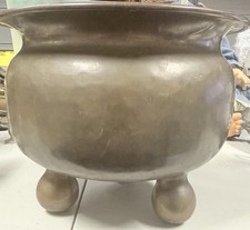 471-Antique Russian Pre Revolution Large Brass Bowl/Spitoon/Planter Stamped picture