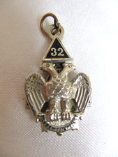 Vintage 32nd Degree Scottish Rite Masonic Double-Headed Eagle Pendant 14K Hinged picture