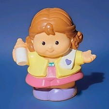 2001 Fisher Price Little People Linda Mom Mother Figure Baby Bottle Brown Hair picture