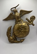 Vintage Heavy cast BRASS United States Marine Corps USMC emblem Door Knocker picture
