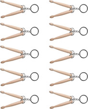 10PCS Mini Drumstick Keychain, Natural Wood Color - Premium Maple Wood & Metal, picture
