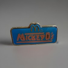 Vintage 1980s McDonald's Mickey D's Employee Enamel Lapel Pin Blue Golden Arches picture