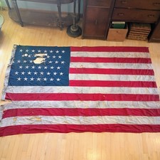 Antique Pre 1908 Big 7.5x5 Foot U.S. American Flag 45 Stars 1896-1908 picture