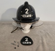 Vintage 1977 MSA Topgard Fire Helmut Milwaukee Fire Dept MFD 2 Lot and Shield picture