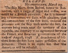 Helvoetsluys Netherlands March 20 Newspaper Around 1798 1799 Clipping TAK8-M36 picture