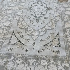 Vintage Quaker Lace White House Pattern #6280 Tag Tablecloth 51x68 Ivory Floral picture