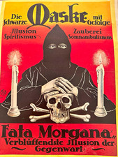 1914 Morgana Die “The Black Mask” Vintage Halloween Print Poster Skull Devil Old picture