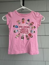 Disney Early 2000's Era It’s a Small World Pink T-Shirt Girls 4T XS Made in USA picture
