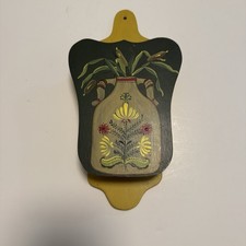 VTG Hand Painted Wood Wall Pocket Match Box Holder Folk Art Pennsylvania Dutch picture
