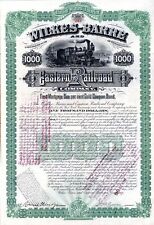 Wilkes-Barre and Eastern Railroad Co. - 1892 dated $1,000 Railway Gold Bond - Ra picture