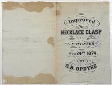 1874 IMPROVED NECKLACE CLASP OPDYKE PATENT 147965 BOURQUIN INSTRUCTION CARD RARE picture
