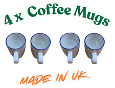 (4) New Steelite International Coffee White/Blue Rim Mug Ceramic - From England picture