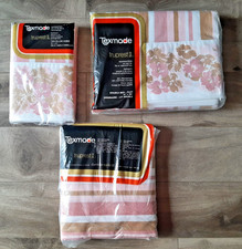 Vintage Texmade Truprest 11 Pink Floral & Stripe Set *No Import Fee/No Tariff 😊 picture