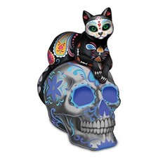 The Hamilton Collection Purr-cious Loving Spirit  Sugar Skull Cat Figurine 5.25