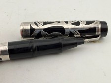 Very Rare Vintage Parker Big Red Rollerball Pen Sterling Silver Filigree Overlay picture