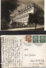 1938 BAD EILSEN GERMANY POSTCARD TO NEW YORK USA HINDENBURG STAMPS WWII - G137 picture