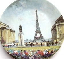 Henri D'Arceau Limoges Louis Dali Paris Plates Eiffel Tower Pont Neuf 1982 picture