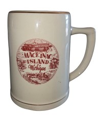 Vintage 1960s Mackinac Mackinaw Island Michigan Gold Rim Souvenir Stein Mug picture