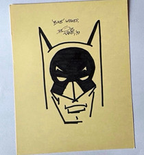 Batman Bob Kane Hard Signed Inscribed 1980 Original Sketch w/ COA picture