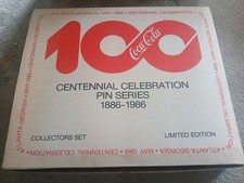 Vintage 1986 Coca-Cola Centennial Pin Series Set Complete 101 Pins Framed w/ Box picture