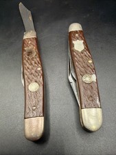 Vintage Camillus 14 Pocket Knife 4-H Club Clover Badge 2 Blade #14 Lot Of Two picture