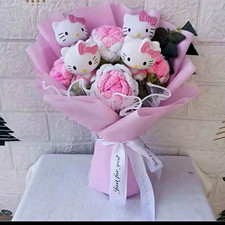 Hello Kitty Pink & White Plush Bouquet Stuffed Animal Cat Animation Theme picture