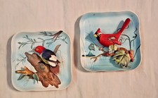 Set of 2 Vintage Napco Birds Wall Plaques Cardinal And Woodpecker Made In Japan picture