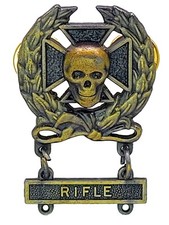 Expert Sniper Skull Badge Pin Rifle Bar Army Marksman M24 Medal ANTIQUE Insignia picture