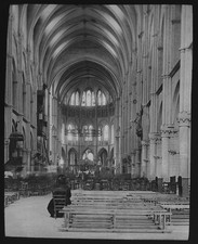 Photo REIMS CATHEDRAL INTERIOR FRANCE C1890 OLD VICTORIAN Magic Lantern Slide picture